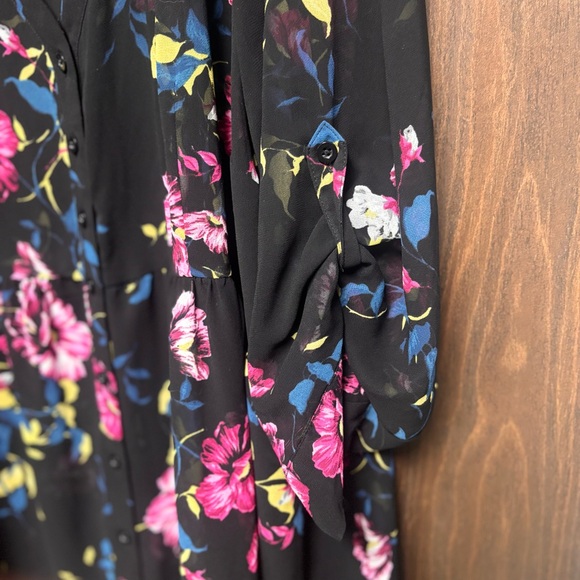 Torrid Size 2 Black Floral Sheer Button Front High Low Dress - Picture 4 of 11